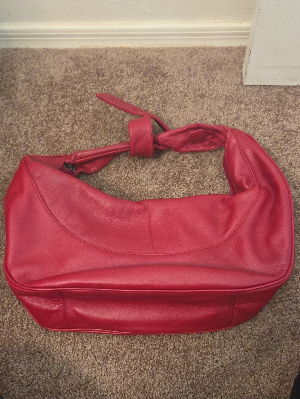 Etienne Aigner Red Leather Knotted-Handle Shoulder Bag